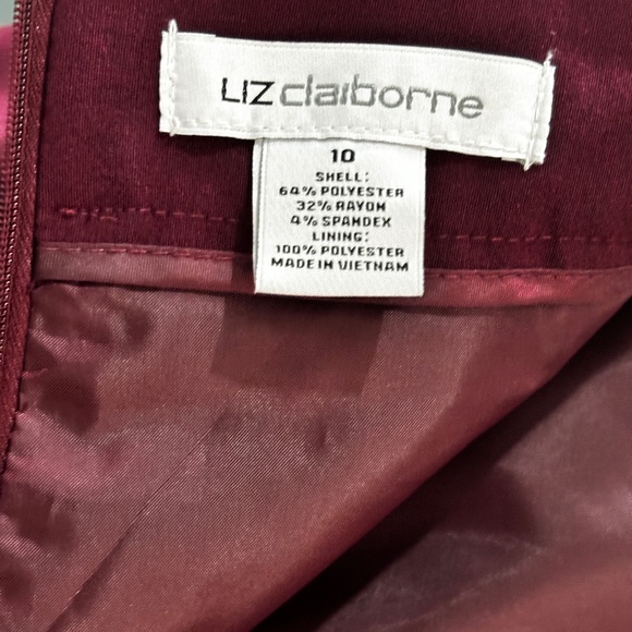 Liz Claiborne Faux Wrap Pencil Skirt - Maroon/Burgundy Size 10 - Picture 8 of 9